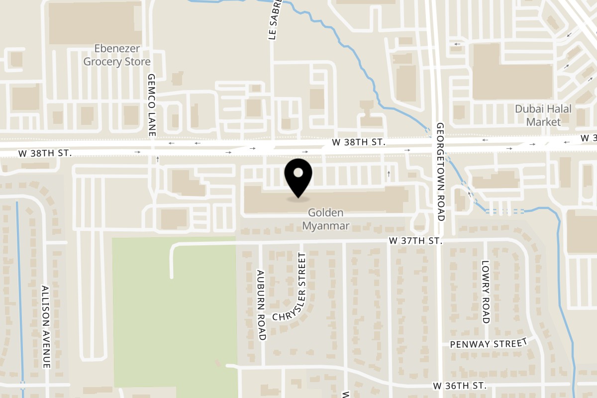 Map showing the location of Magoo's California Pizza 38th Street on 4919 W 38th St in Indianapolis